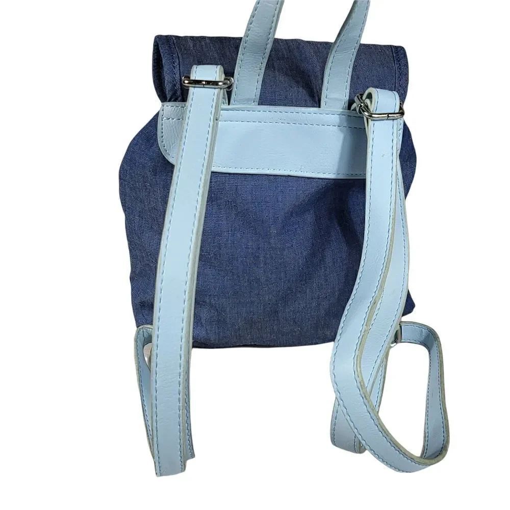Mini Denim Patchwork Backpack Purse - Picture 5 of 7